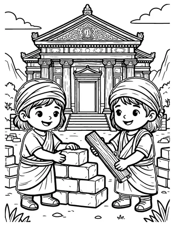 Building the Temple coloring page