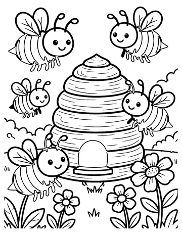 Busy Bees coloring page