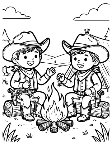 Campfire Under Stars coloring page