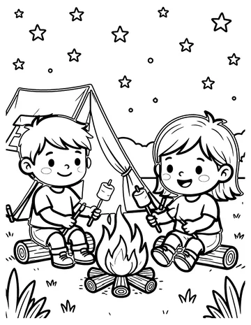 Camping Under the Stars coloring page