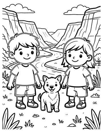 Canyon River coloring page