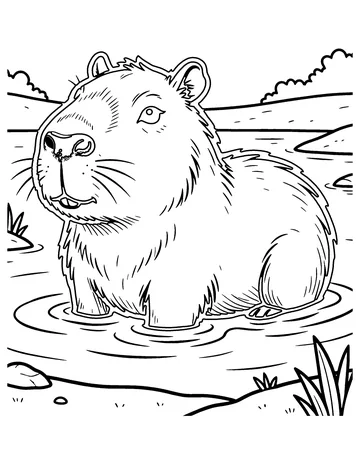 Capybara coloring page