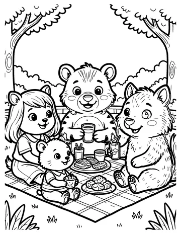Cartoon Picnic coloring page