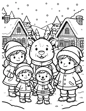 Christmas Village coloring page