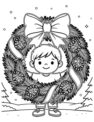 Christmas Wreath coloring page