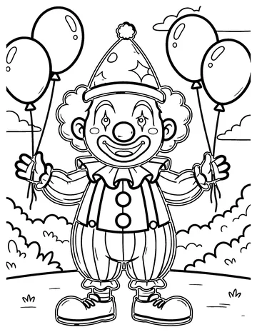 Clown with Balloons coloring page