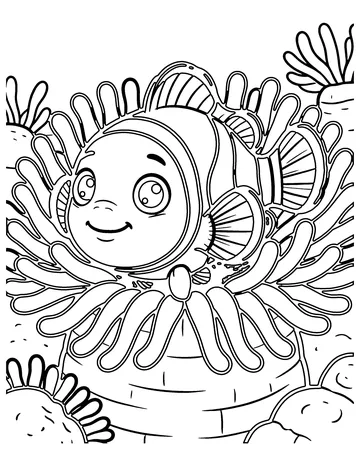 Clownfish and Anemone coloring page