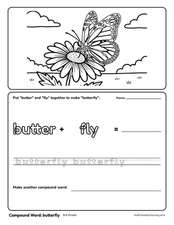 Compound Word: butterfly coloring page