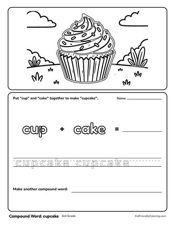 Compound Word: cupcake coloring page