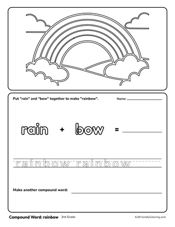 Compound Word: rainbow coloring page