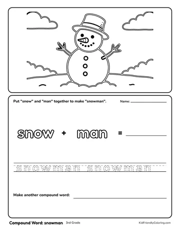 Compound Word: snowman coloring page