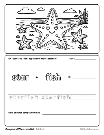 Compound Word: starfish coloring page