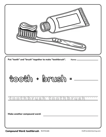 Compound Word: toothbrush coloring page