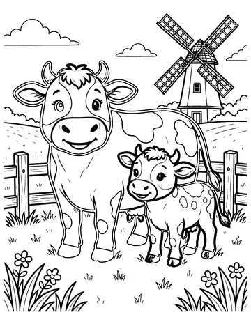 Cow and Calf coloring page