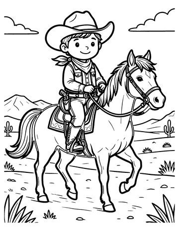 Cowboy on Horseback coloring page