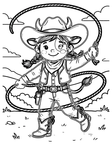 Cowgirl Lasso coloring page