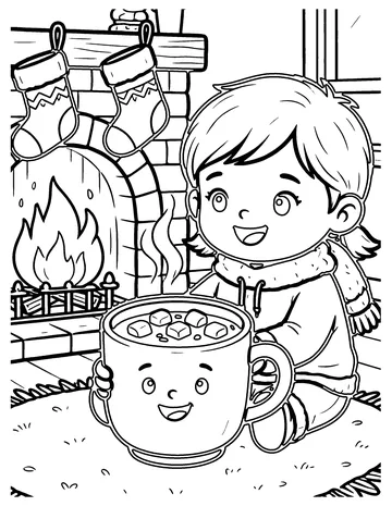 Cozy Fireplace coloring page