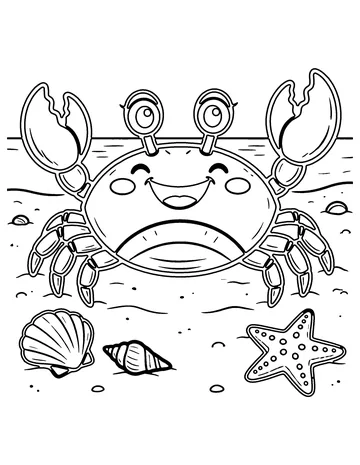 Crab on the Beach coloring page