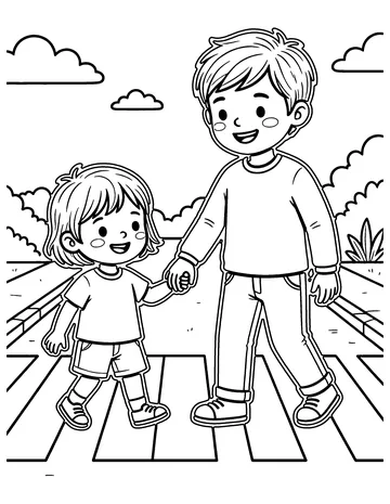 Crossing Safely coloring page