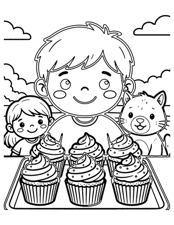 Cupcakes coloring page