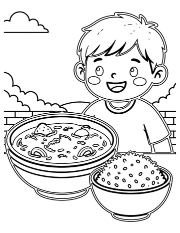 Curry and Rice coloring page