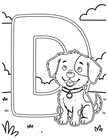D Is for Dog coloring page