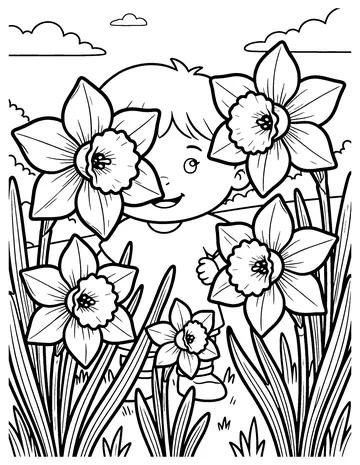 Daffodils coloring page