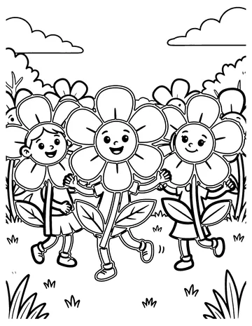 Dancing Flowers coloring page