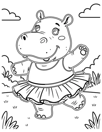 Dancing Hippo coloring page