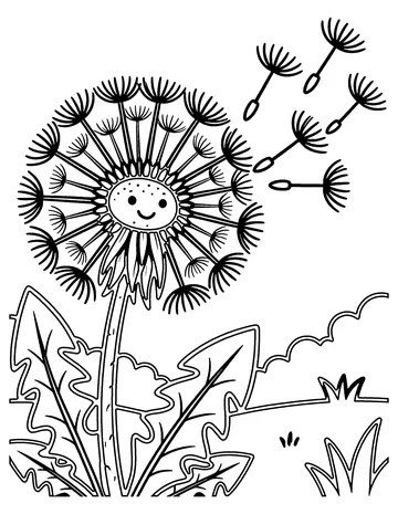 Dandelion Wishes coloring page