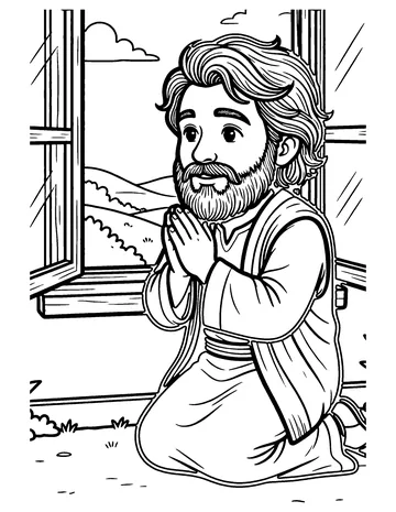 Daniel Prays at His Window coloring page