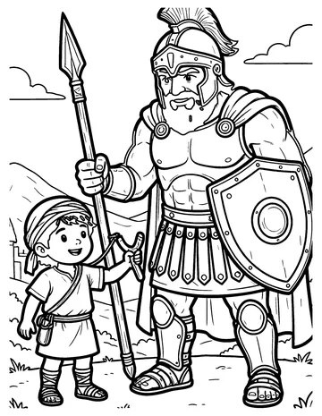 David and Goliath coloring page