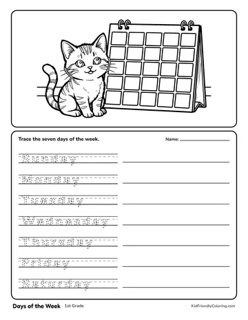 Days of the Week coloring page
