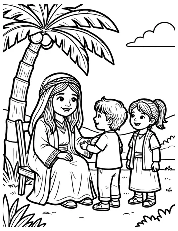 Deborah Under the Palm Tree coloring page