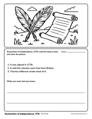 Declaration of Independence, 1776 coloring page