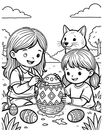 Decorating Eggs coloring page