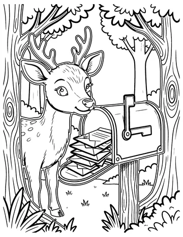 Deer at the Mailbox coloring page