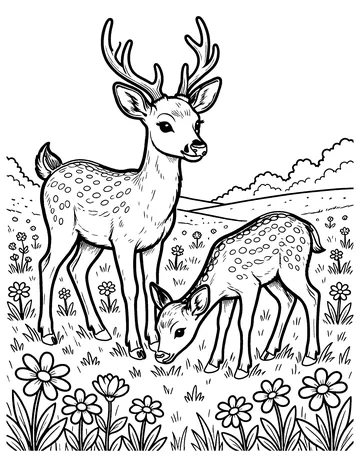 Deer in the Meadow coloring page