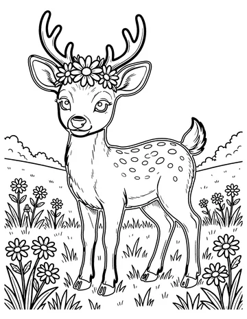 Deer with a Flower Crown coloring page