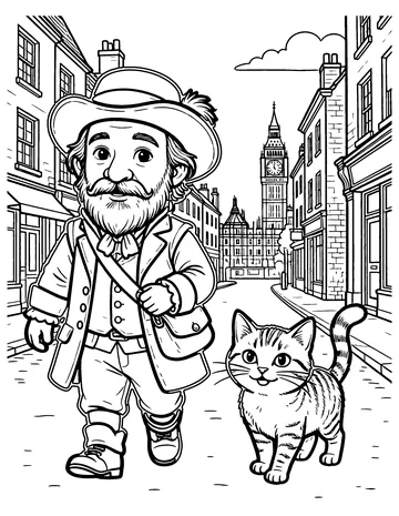Dick Whittington and His Cat coloring page