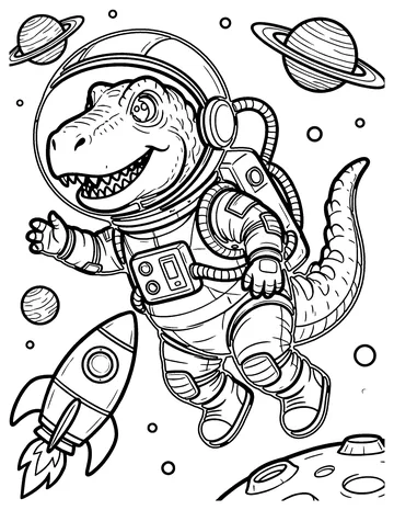 Dino Astronaut coloring page