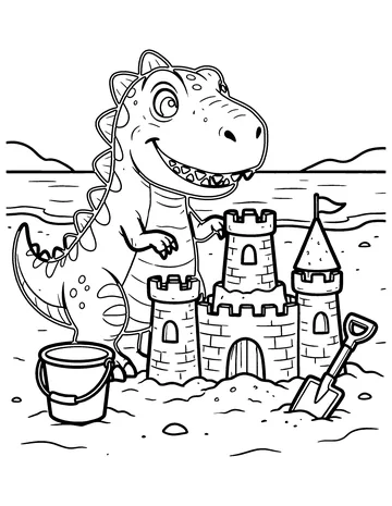 Dino at the Beach coloring page