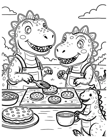 Dino Bakery coloring page