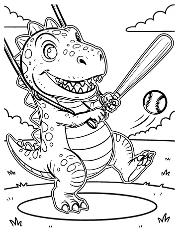 Dino Baseball coloring page