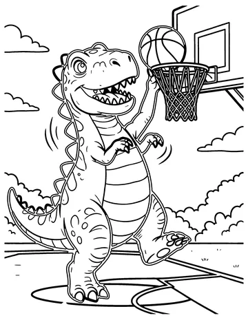Dino Basketball coloring page