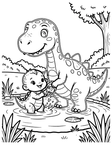 Dino Bath coloring page