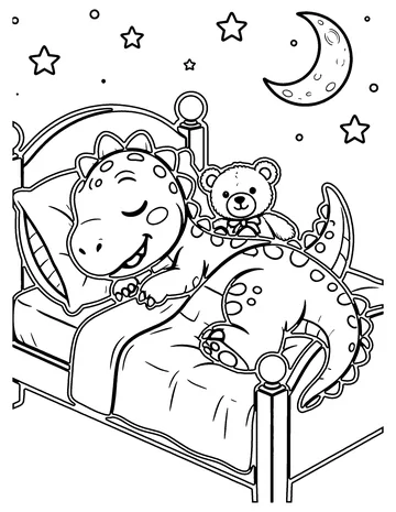 Dino Bedtime coloring page
