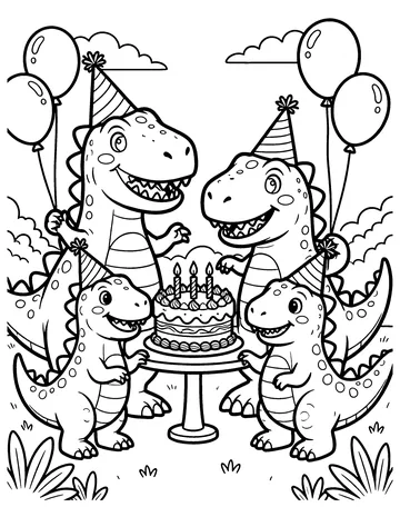Dino Birthday Party coloring page