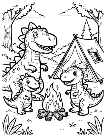 Dino Camping coloring page