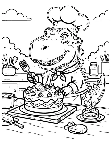 Dino Chef coloring page